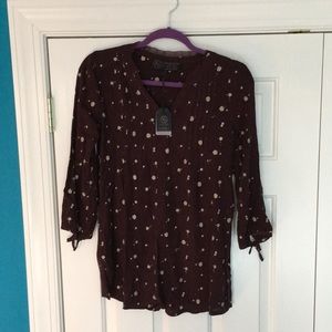 NWT! Fat Face Maroon Floral Blouse
